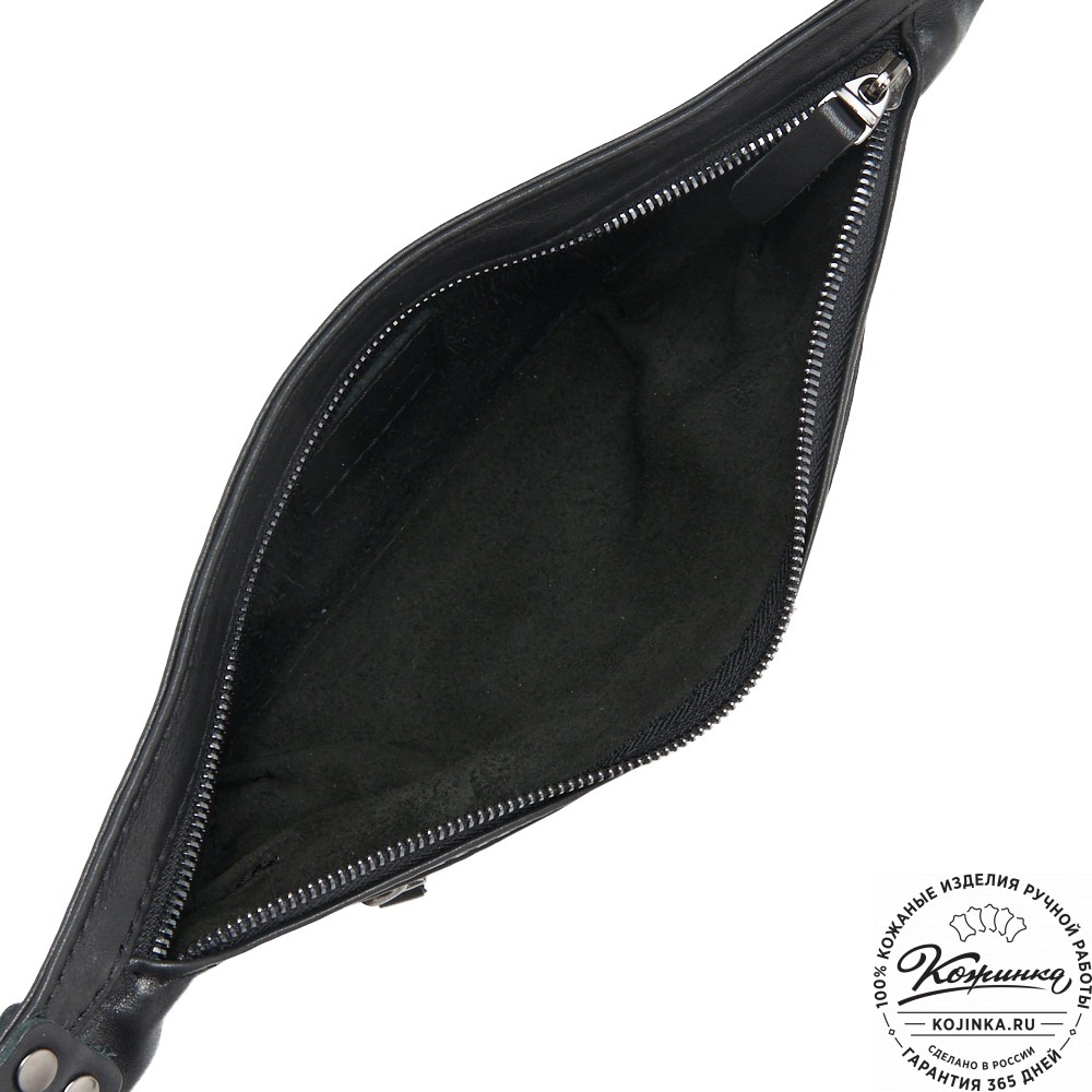 Кожаная сумка на пояс "Рики" (чёрная)